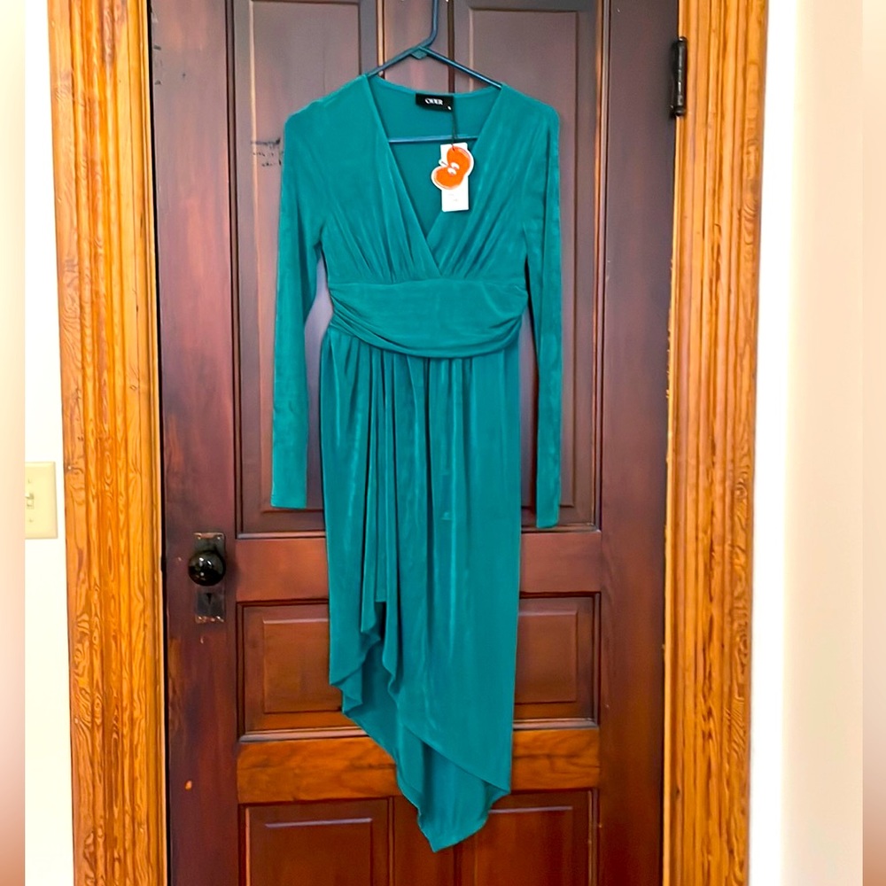 Cider emerald green split Midi dress brand new